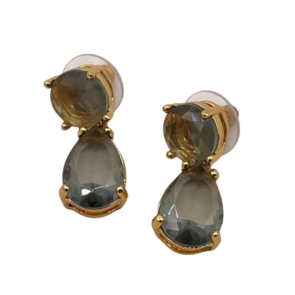Faceted Crystal Dangle Drop Earrings Gold Tone Wedding Engagement Events